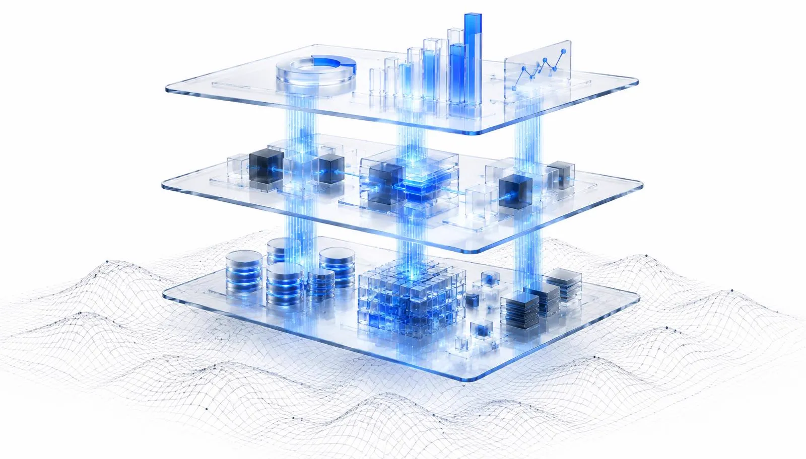 High-definition layered view of data ingestion, transformation and analytical serving planes.